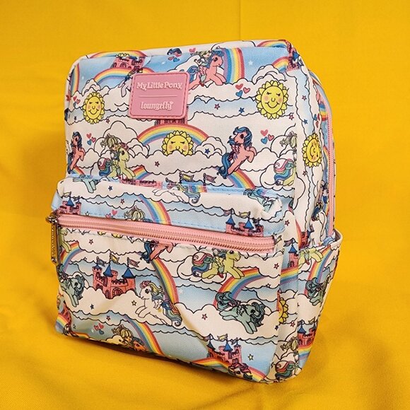 Loungefly My Little Pony Sky Scene AOP Nylon Square Mini Backpack NEW - Picture 9 of 11